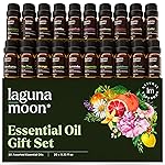 Lagunamoon Essential Oils Set, Top 20 Gift Set Oils for Diffusers, Humidifiers, Aromatherapy, Candle Making Scents, Cars & Home Products, Peppermint, Tea Tree, Lavender, Eucalyptus, Lemongrass (10mL)