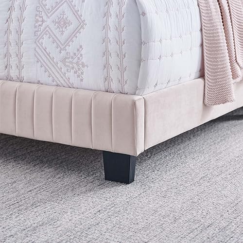 Miniatura 9 de Modway Celine Channel - Cama de terciopelo de alto rendimiento, tamaño Queen, color rosa