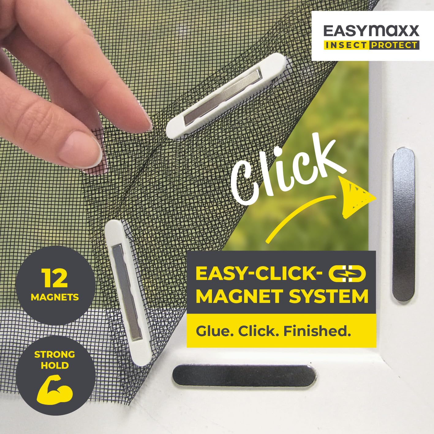 EASYmaxx Insect Protect Fly Screen Window with Magnetic Attachment, Black, 110 x 130 cm | 2 Stück - Image 2