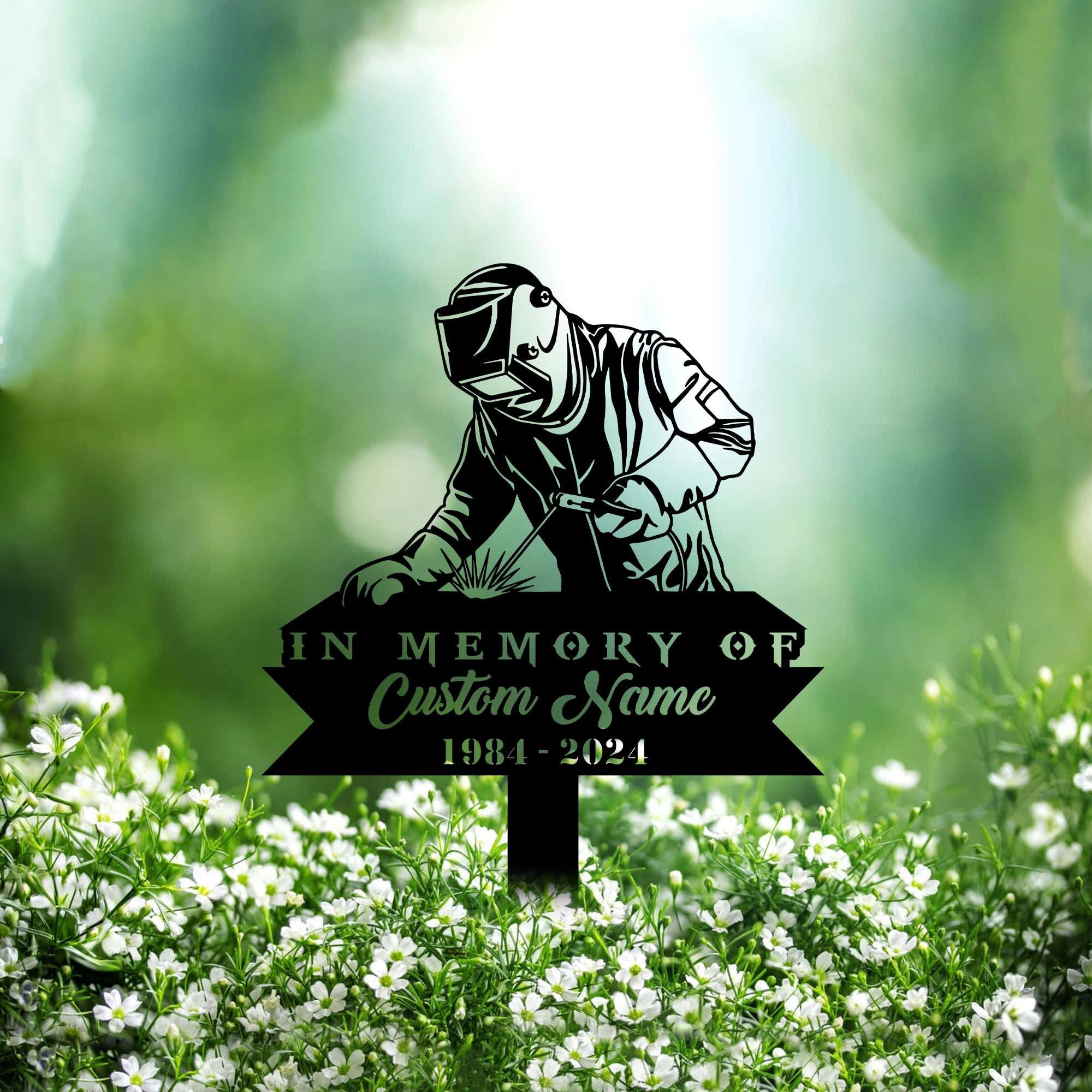 Custom Welder Metal Memorial Stake Personalized Welding Grave Marker Name Sign Ironworker Remembrance Stake Decor,Memorial Statue Sign for Garden Outdoor Outside Yard Decor Sympathy Welder Loss Gift.-image-10