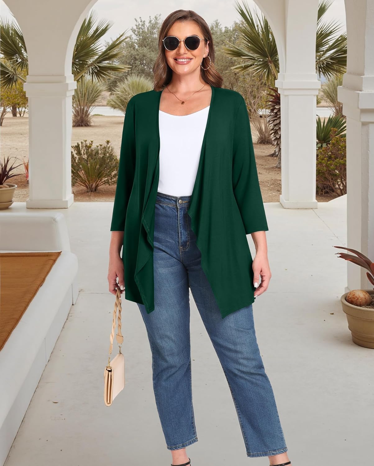 TIANZHU Women Cardigan Lightweight 3/4 Sleeve Casual Open Front Light Cardigan Drape Duster Sweaters - Image 5