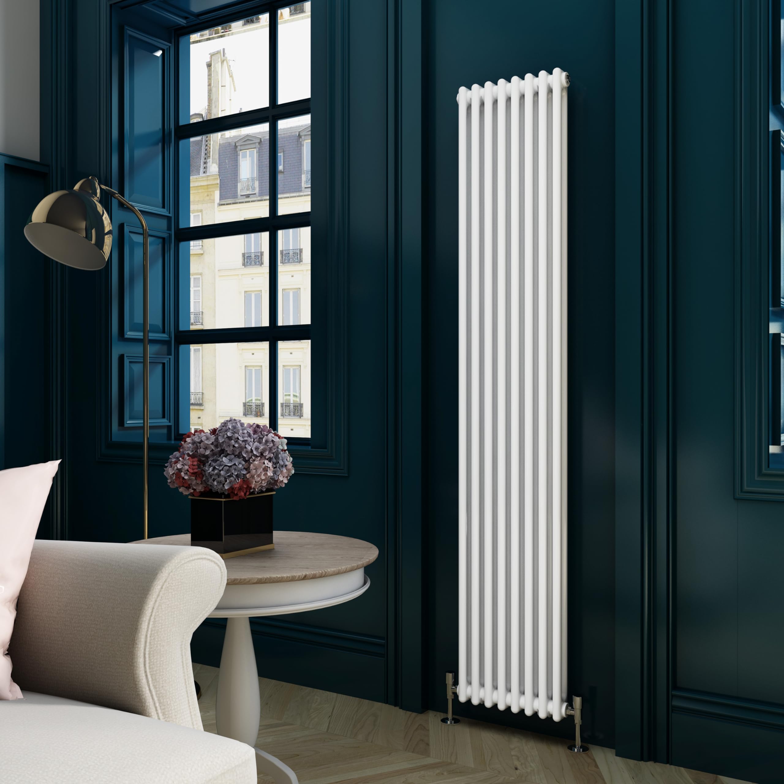ELEGANT Radiator Traditional Column 1800 x 370 mm Vertical Designer Radiator Central Heating with White Double Column