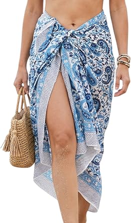 Beach Cover Ups for Women, Cotton Sarong Wrap Pareo | 100% Cotton Sarong Wraps For Women, 73 x 44 In. Pareo Beach Wrap, Bikini Cover Up, Bathing Suit Cover Up, Resort Wear