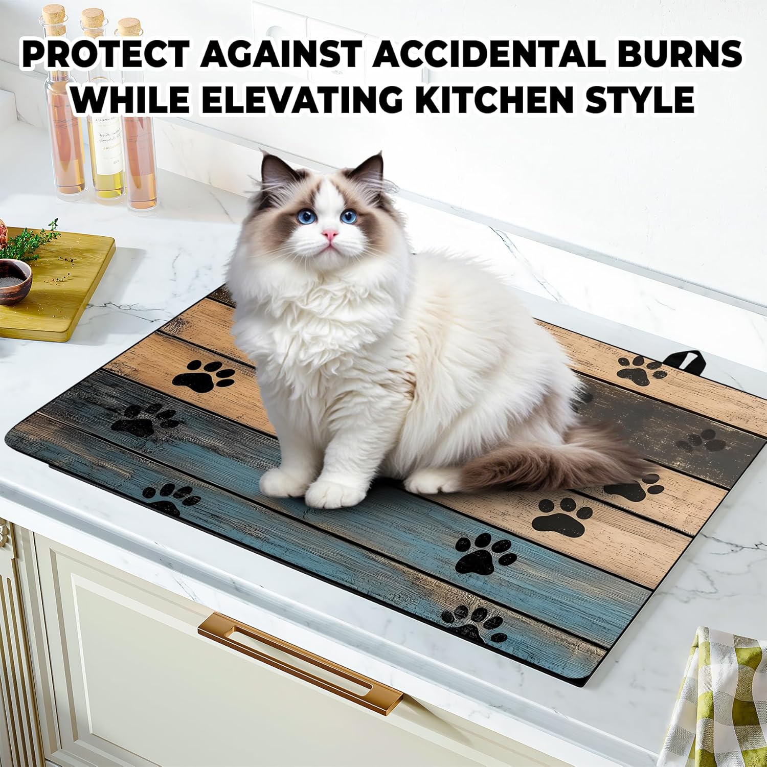 Stove Top Cover Retro Flower Gas Stove Top Cover for Home Decoration Kitchen Pad Non-Stick Washable Cooktop Covers Countertop Protector Keep Stove Clean 28"x20" (Texture-1)