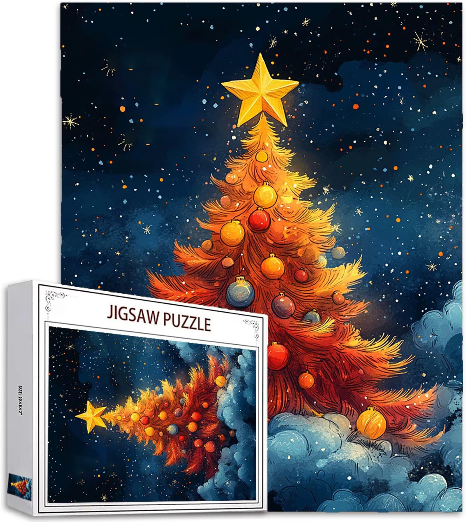 Boże Narodzenie Puzzle 3000 sztuk duży rozmiar dla dorosłych, wzór drzewa puzzle z kompaktowym pudełkiem i plakatem w zestawie do dekoracji ścian domu, prezent dla kobiet mężczyzn, drewno układanka
