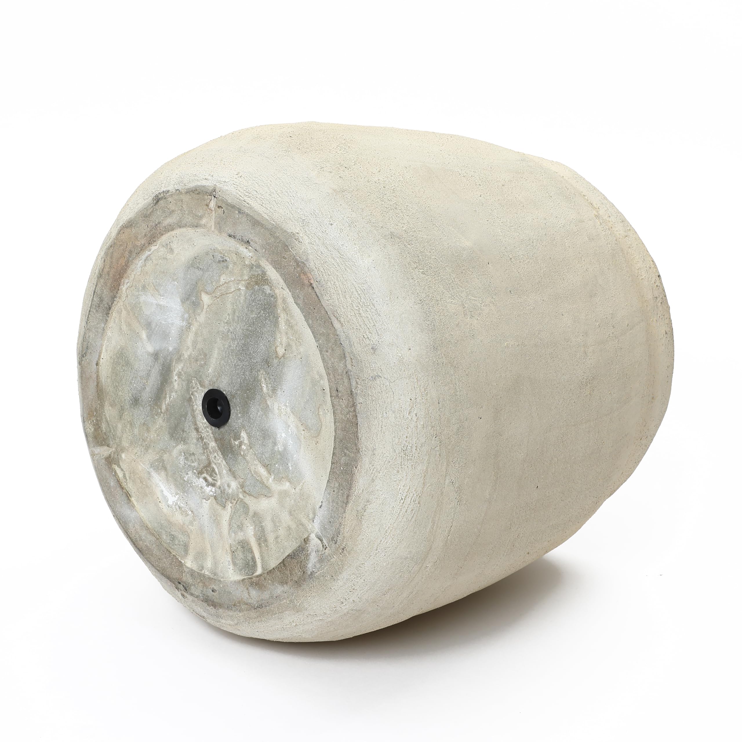 Hometopia Blumentopf Groß, Rund Übertöpfe Betonoptik für Außen & Innen, Massiver Pflanzkübel mit Drainage-Loch ideal für Wohnzimmer, Küche und Balkon (Beige, Ø42xH37 cm)