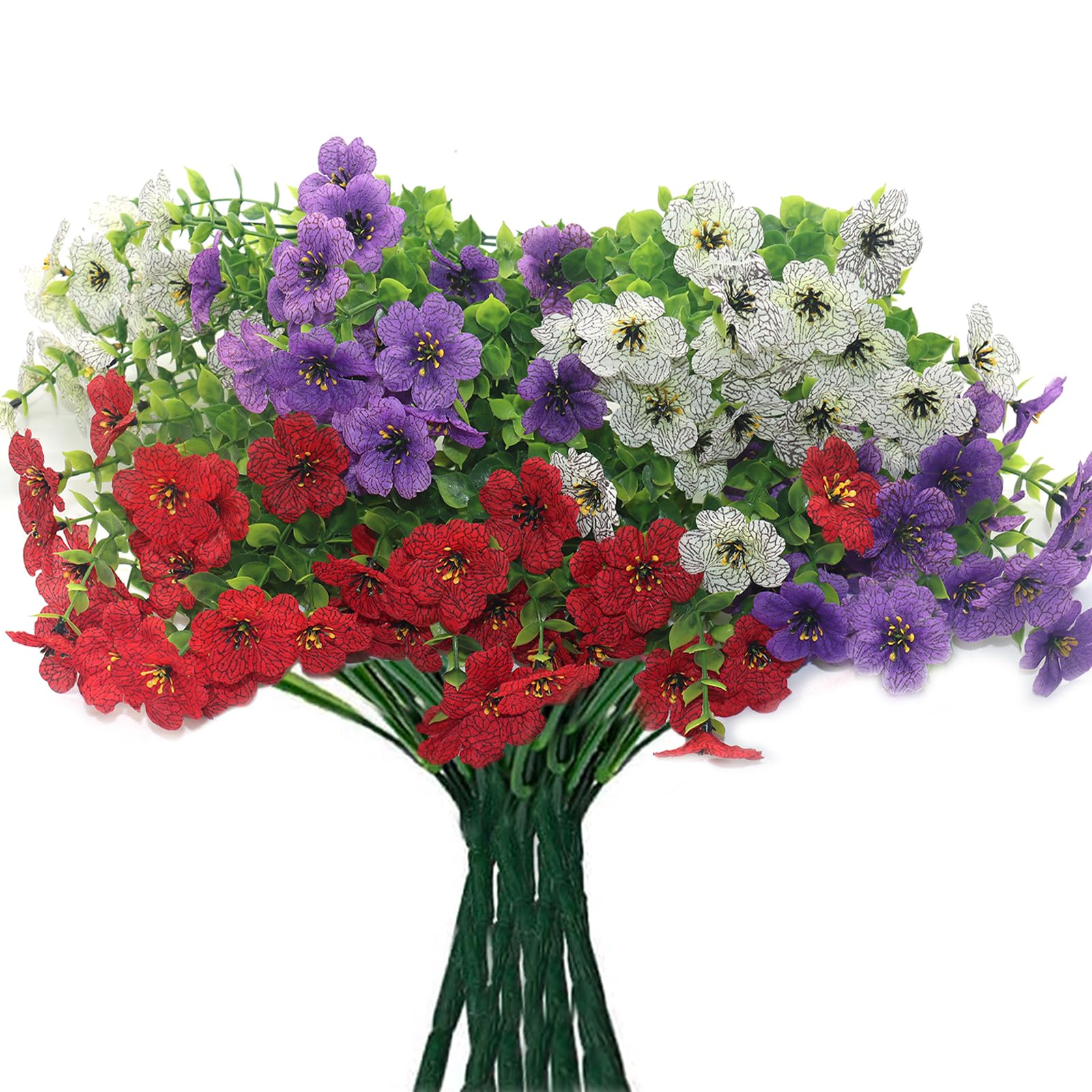ReaJoys Artificial Flowers Outdoor 6 Bundles Artificial Fake Flowers Plastic Decorative Faux Silk Flower Plants for Outdoors Garden