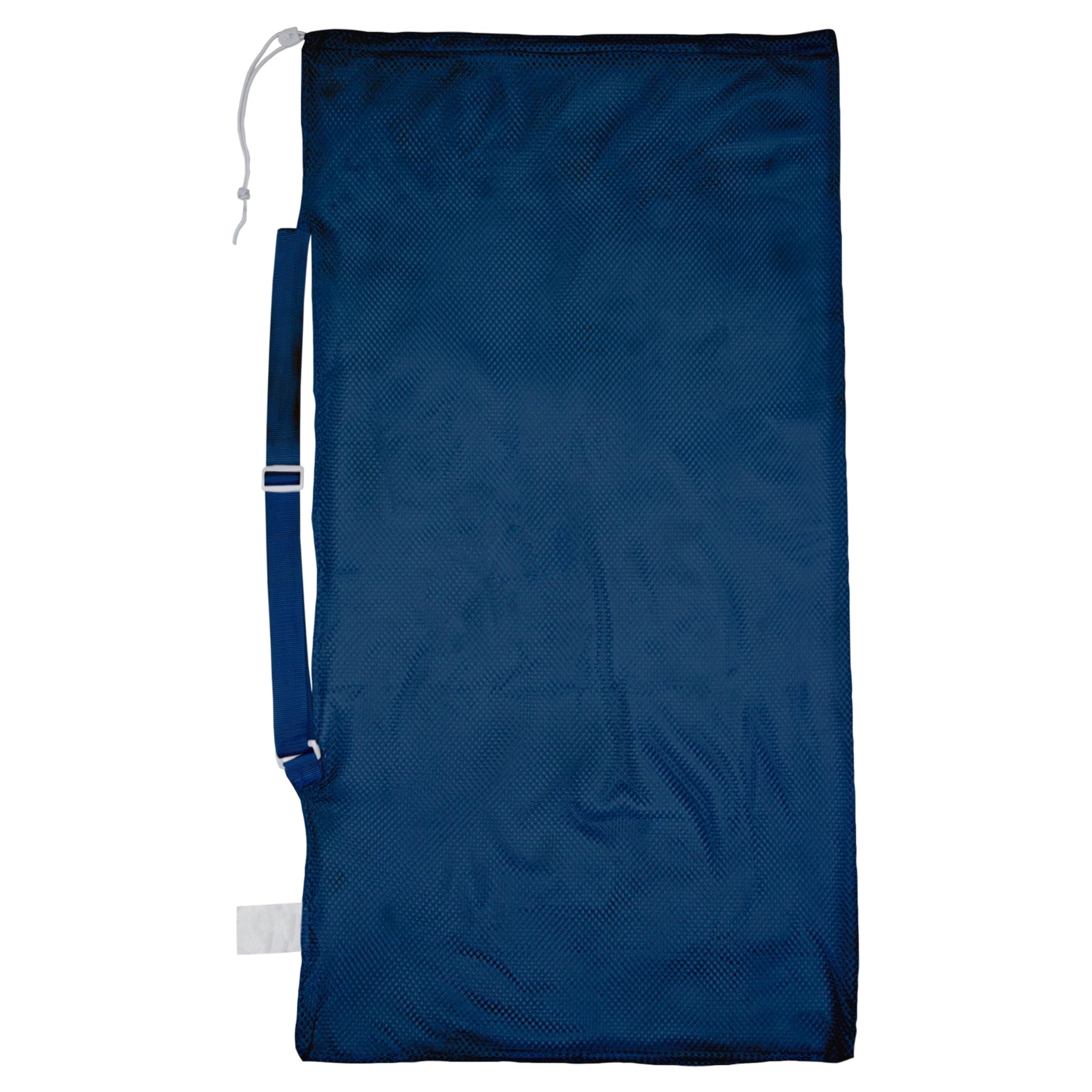 Champion Sports Mesh Sports Equipment Bag- Navy, 24" x 48"- Multipurpose, Nylon Drawstrong Bag w/ Shoulder Strap, Lock and ID Tag, for Sports Equipment, Balls, Swimming Gear - Breathable Stuff Sack