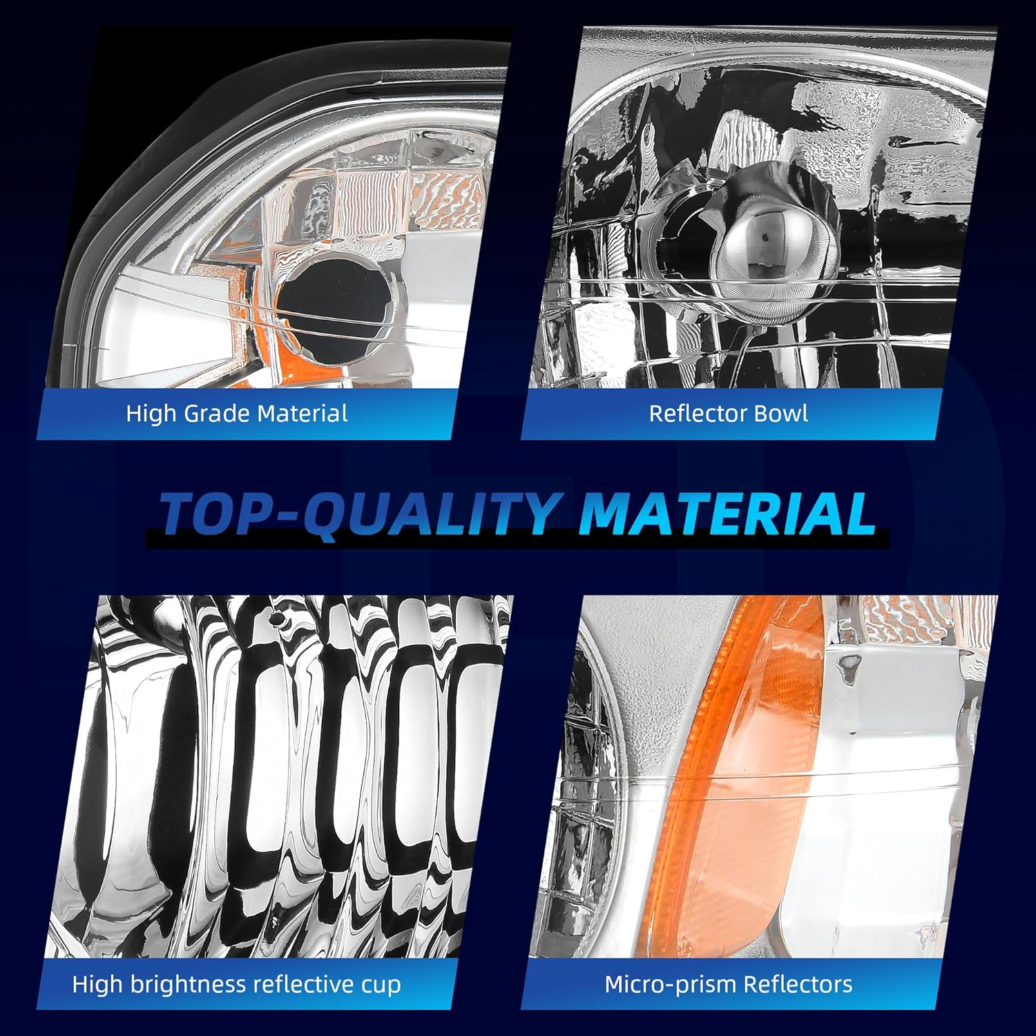 LEDKINGDOMUS Headlight Assembly, DOT-certified, Compatible with 2000 2001 2002 2003 2004 2005 Chevrolet Impala Head Light Replacement Headlamp Pair Chrome Housing