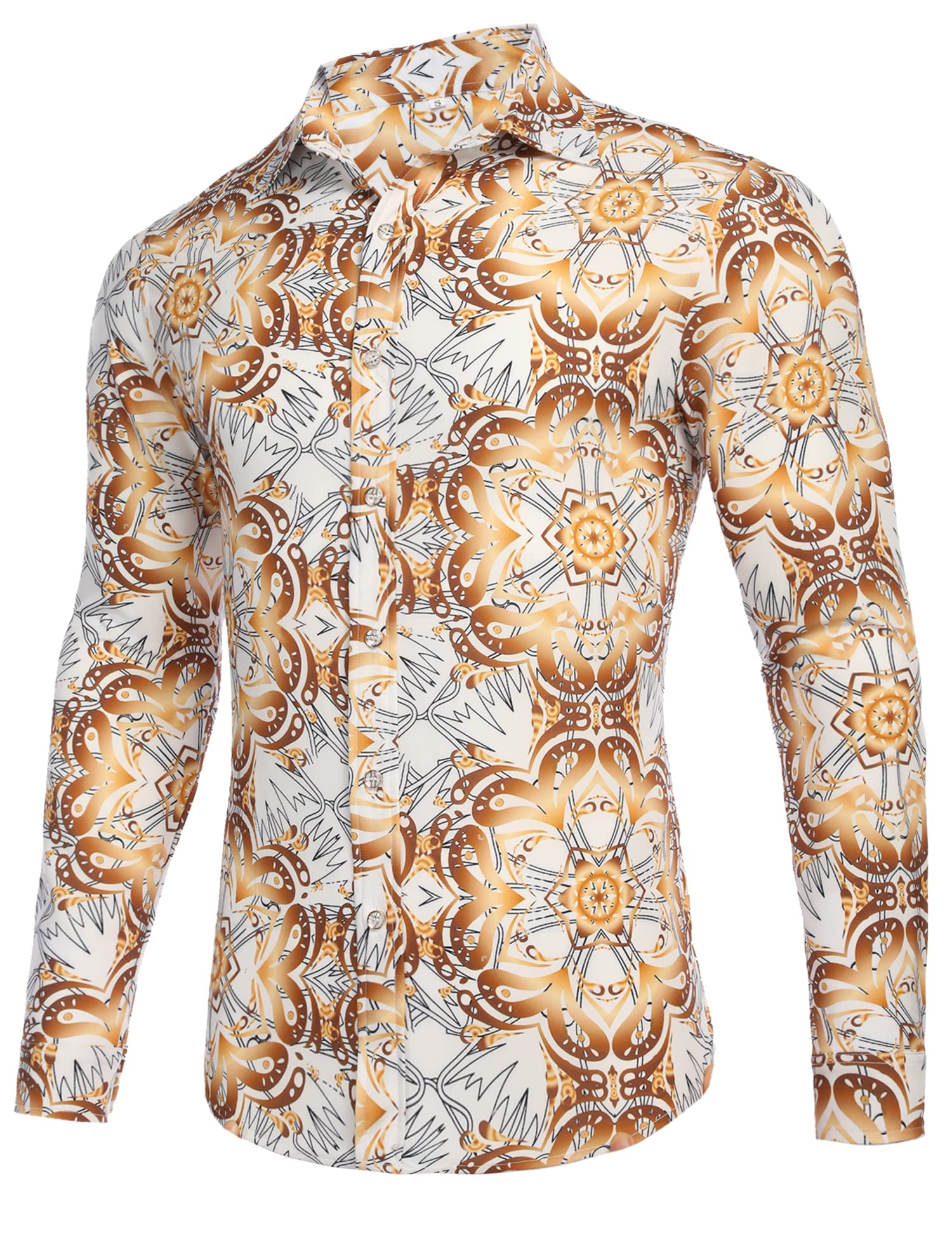 pacinoble mens long sleeve fashion luxury design print dress shirt Mens Long Sleeve Fashion Luxury Design Print Dress Shirt