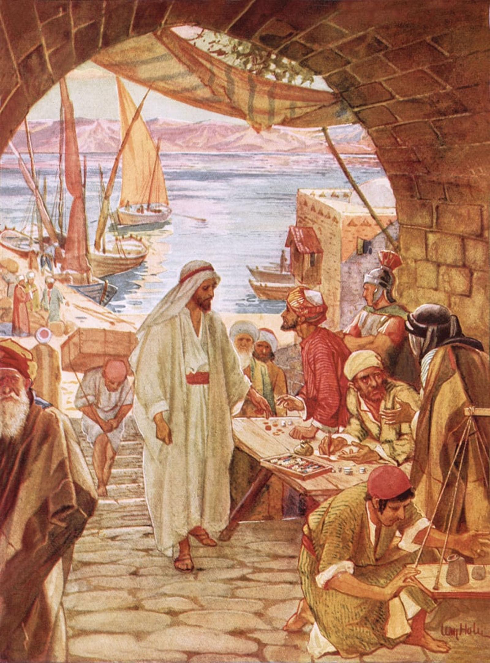 POSTERIIk Vintage Art Print Images Pictures Print Jesus Commanding the Publican to Follow Him by William Brassey Hole Modern Colour Posters for Office Home Decor 60x90cm