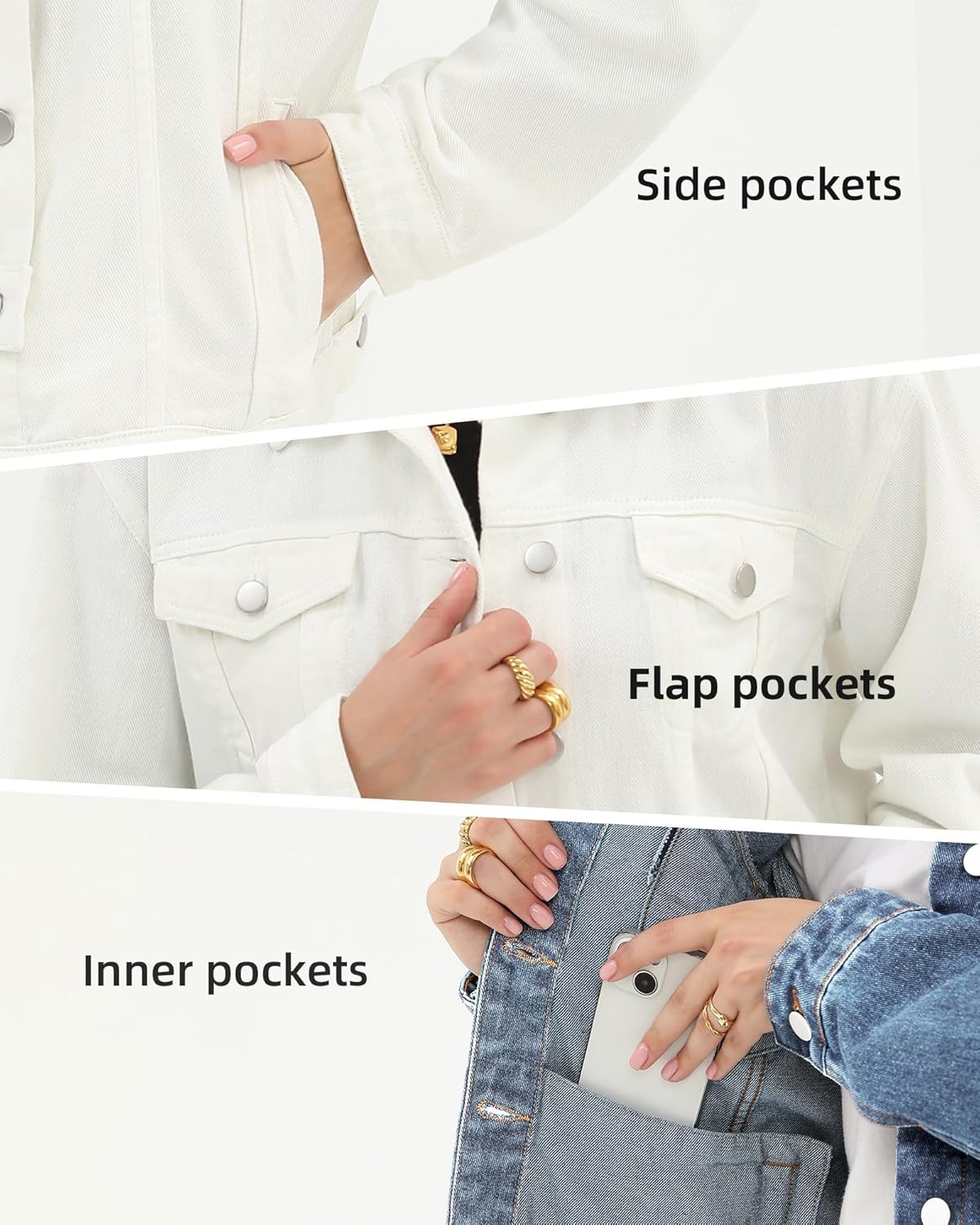 Argstar Denim Jacket for Women Button Up Long Sleeve with Pockets (Available in Inner Pockets) - Image 5