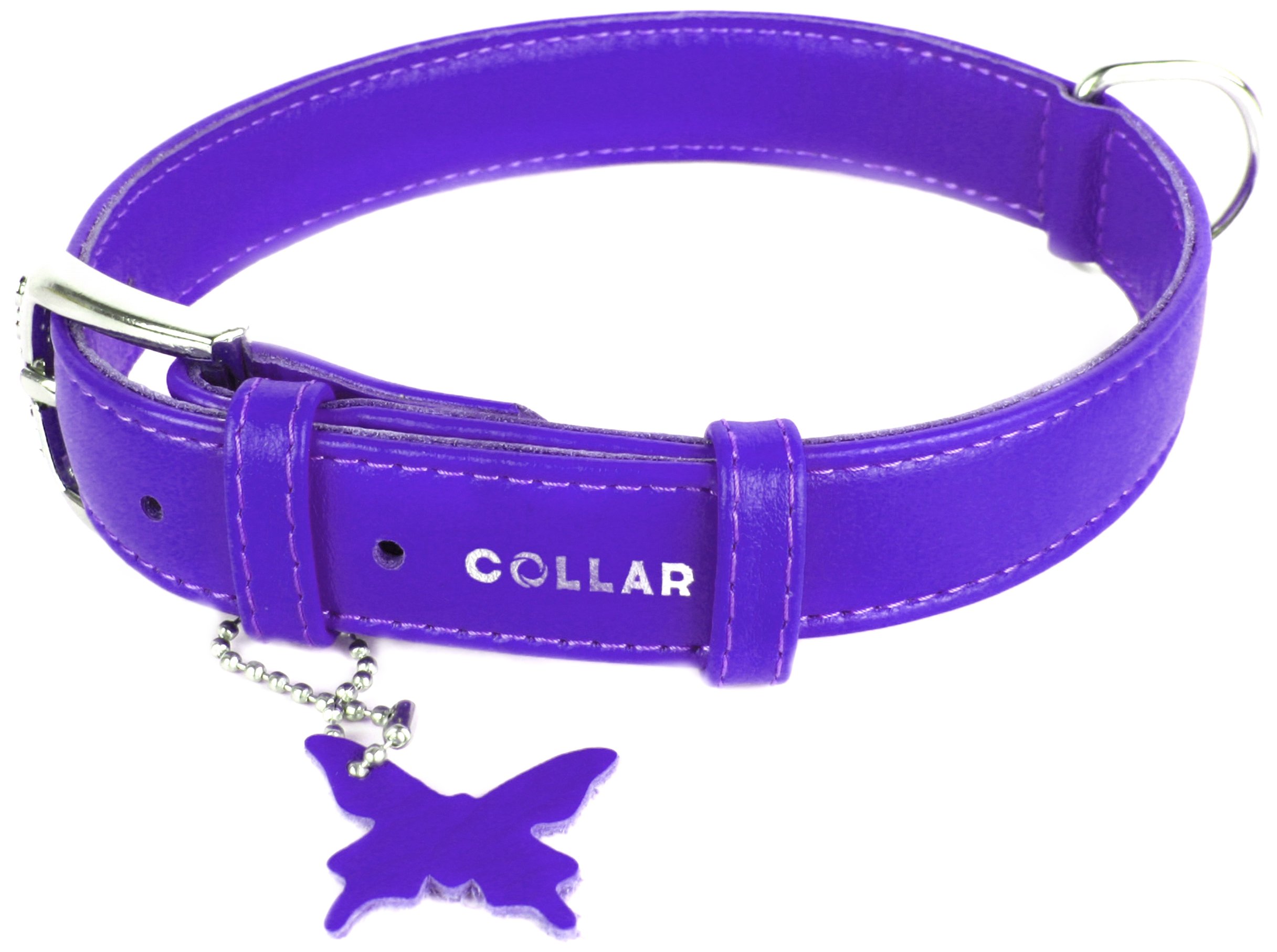 Collier en cuir doux pour chien violet collier de luxe rembourré