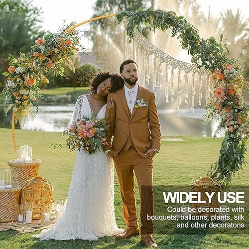 Miniatura 7 de Suoedd Soporte redondo de arco de boda de 8 pies, soporte de marco de arco de globo de metal dorado para ceremonia de boda, fiesta de cumpleaños,