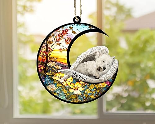 Miniatura 704 de Chow Chow Dog Memorial Suncatcher, adorno de Navidad Chow Chow con nombre, atrapador de pérdida de mascotas, regalos para los amantes de los perros