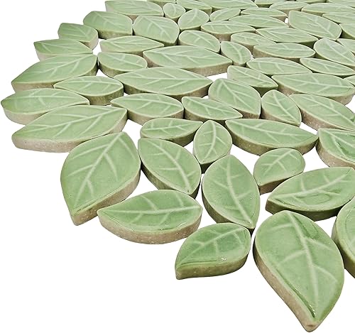 Miniatura 6 de 500g1.1lb Azulejos de Mosaico de Cerámica en Forma de Hoja, Piezas de Mosaico Cerámico para Manualidades, Azulejos de Mosaico para Decoración del