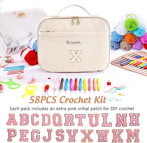 Vista 30 de MYBAGZING Kit de ganchillo inicial para principiantes con bolsa de almacenamiento de hilo, 10 ganchos de ganchillo de 0.079-0.236 in, 10 madejas
