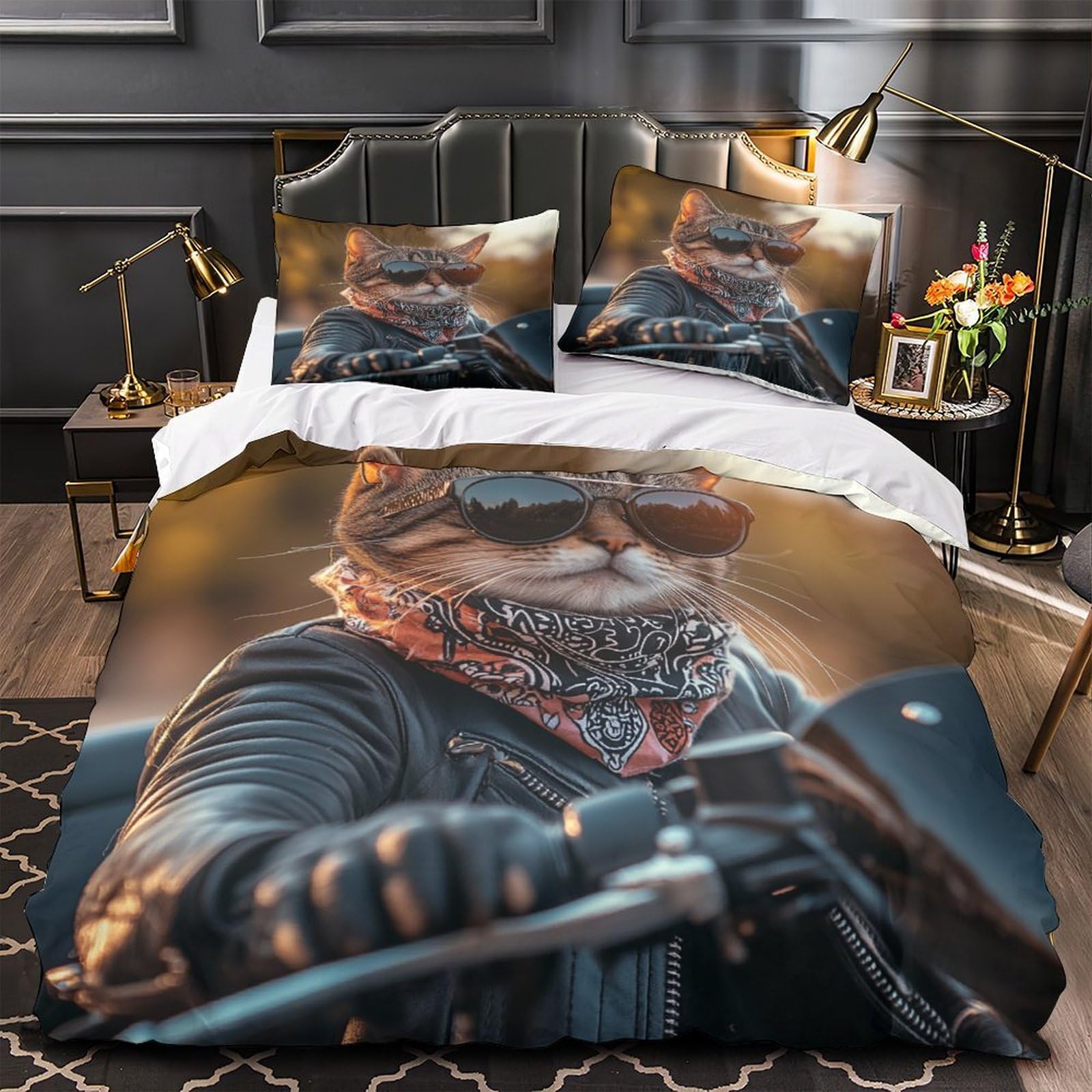 Housse de couette 220x240 motard 3D pour transformer votre chambre en sanctuaire de liberté