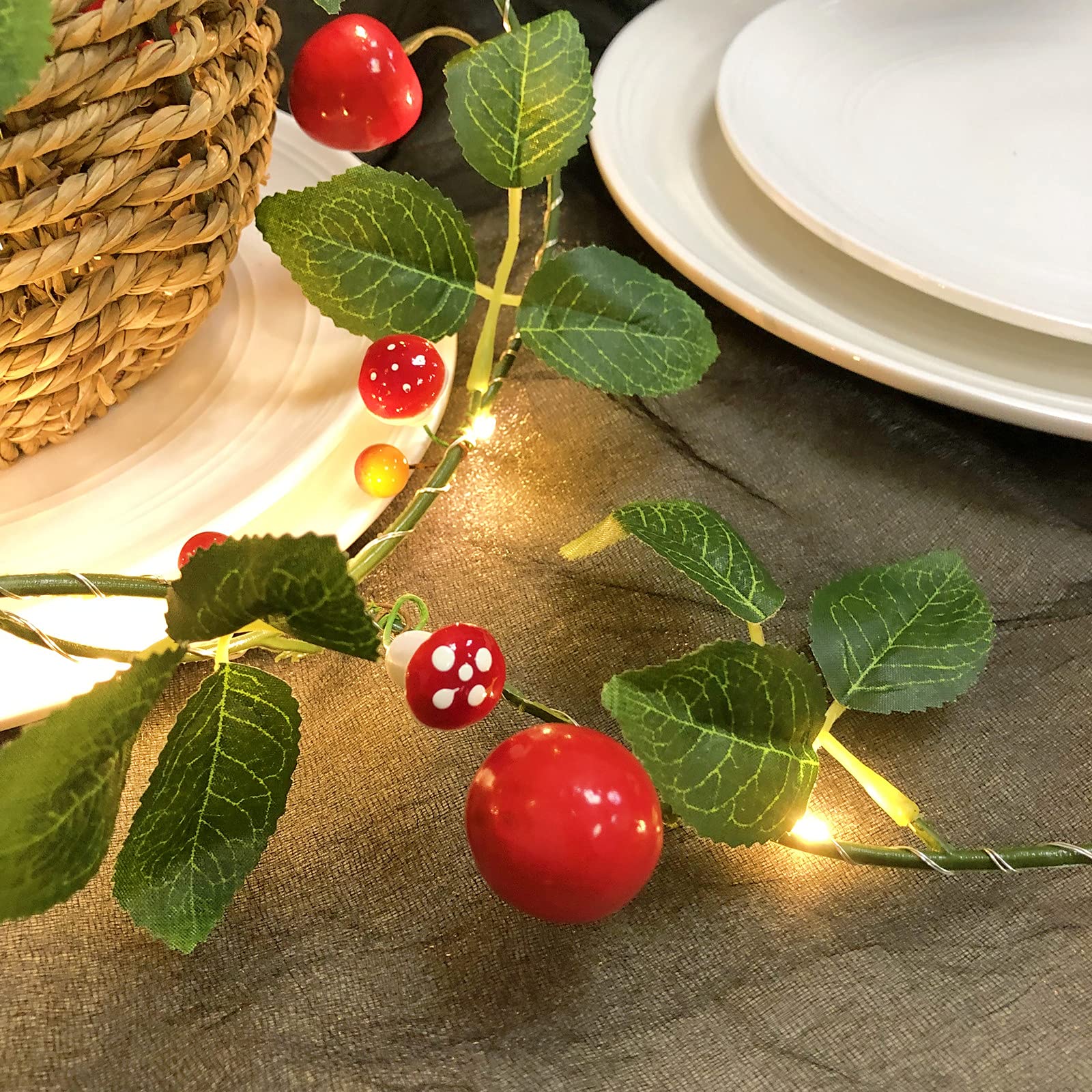 Guirlande Artificielle Lumineuse Avec Baies - Alimentée Par Piles - 3 M - Pour Décoration Intérieur, Escaliers, Table