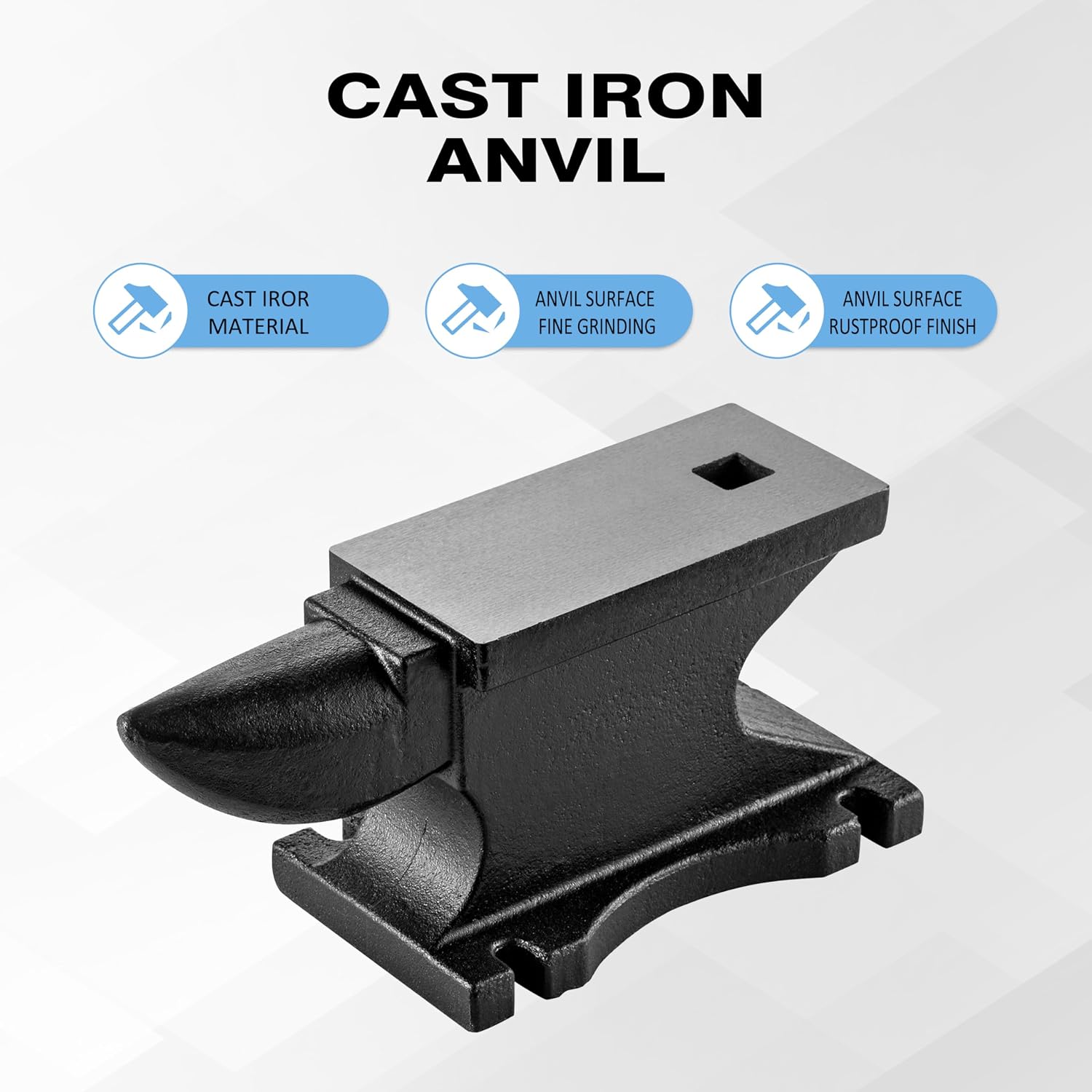 【LuckyNote】Cast Iron,100lbs Single Horn Anvil 10.5 x 5 inch Counterop and Stable Base, High Hardness Rugged Round Horn Anvil Blacksmith for Bending Shaping Twisting Forging Riveting Flattening