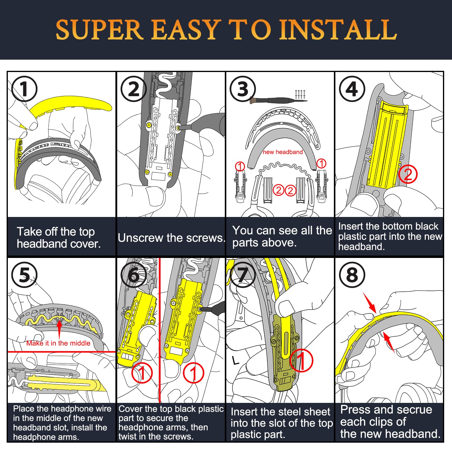 SOULWIT Diadema Cojin Recambio para Bowers & Wilkins PX8/PX7 s2/PX7 s2e (no encajan en PX7) Auriculares, Repuesto Rarte para Cascos Banda Headband Pad | (No compatible con PX7), diadema inferior para auriculares Bowers & Wilkins (PX8/PX7 S2/PX7 S2e)