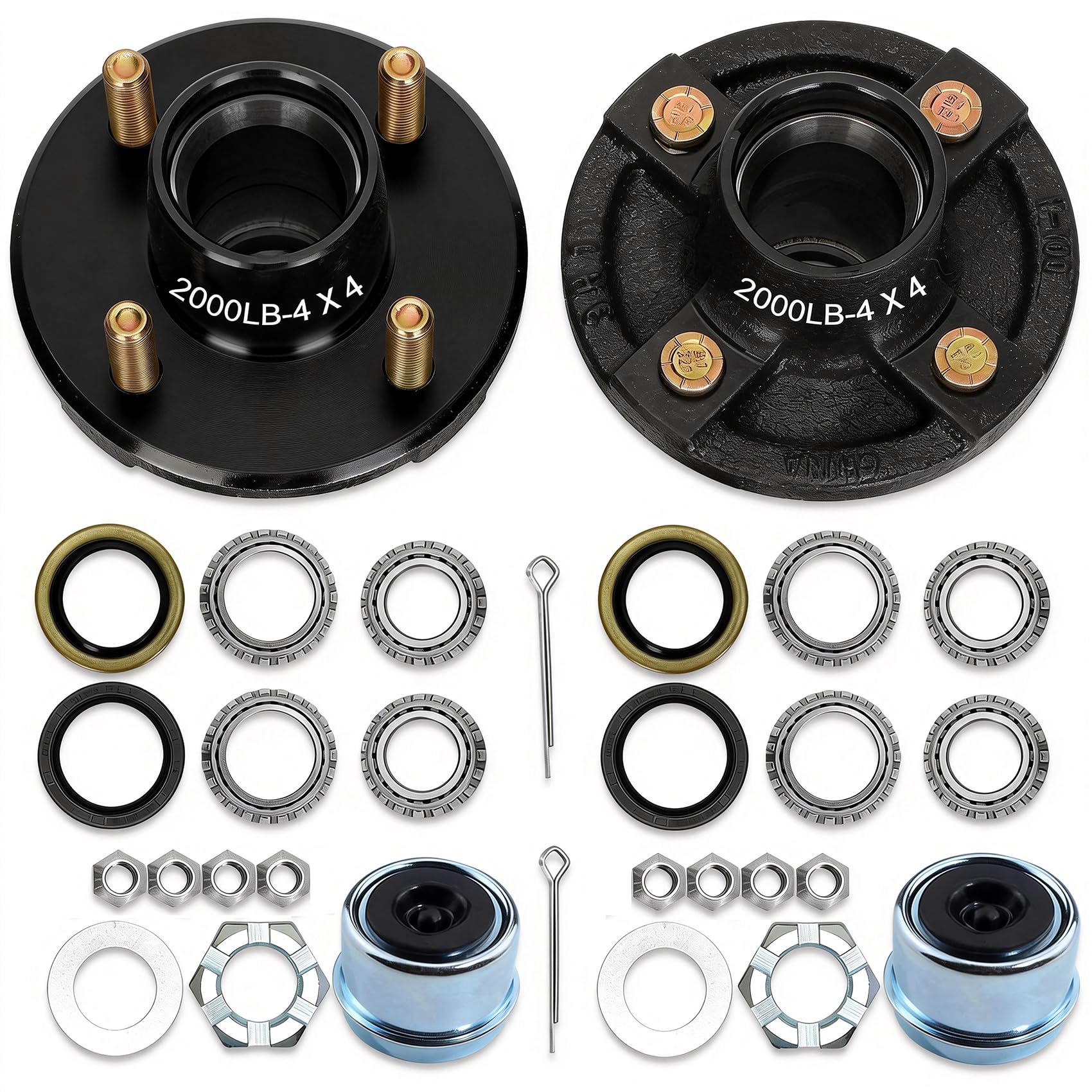 Photo 1 of Saree 2 Sets 4 Lug Trailer Hub Kit for 2000 Lbs?4 Lug Trailer Wheel Hub Fit 1" and 1-1/16" Trailer Straight Spindles, 4 * 4" Trailer Axle Kit, Boat Trailer Hubs 4 Lug(only for Straight Spindle)