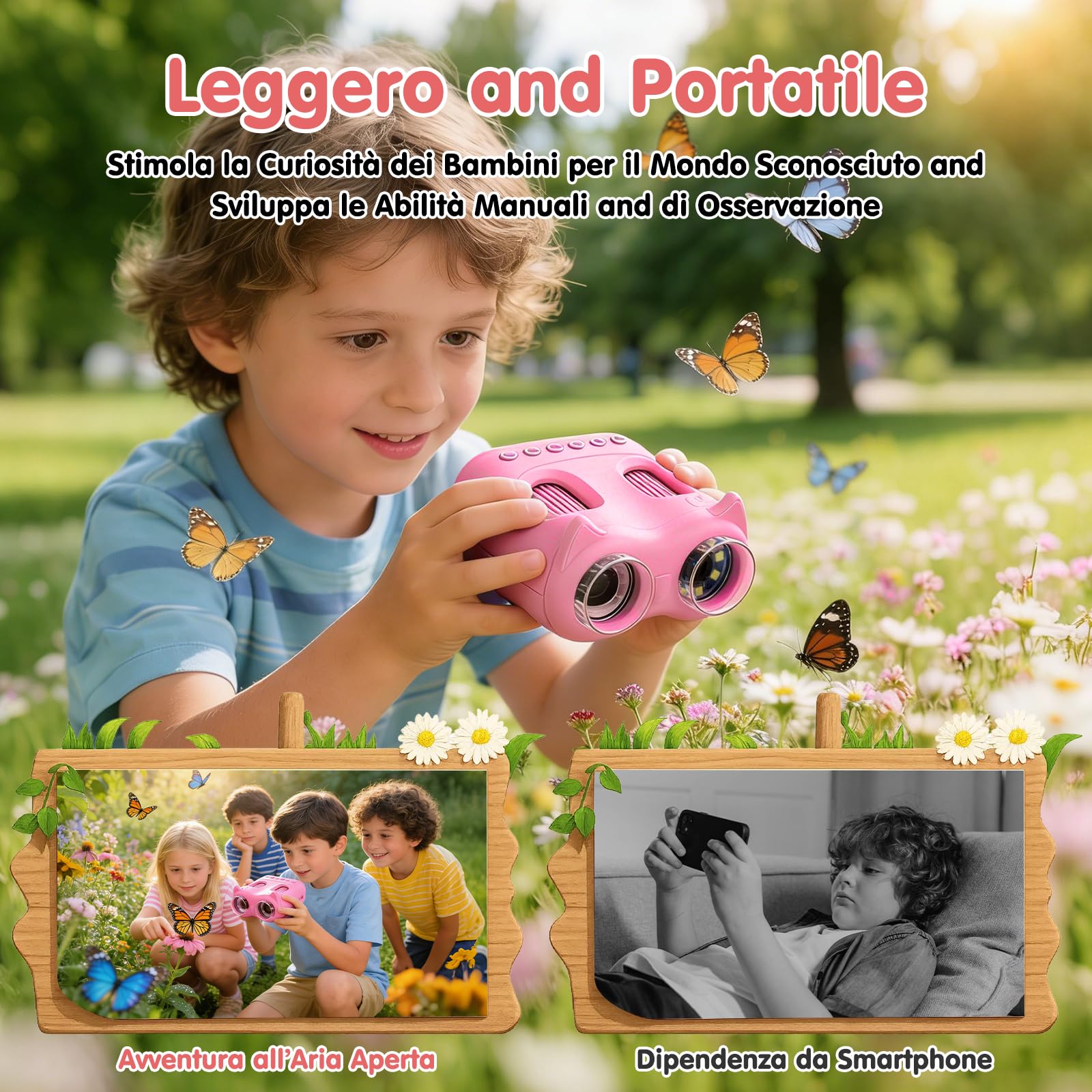 2 in 1 Microscopio Bambini e Telescopio, Microscopio Digitale Bambini con Scheda 32GB, 1000X Microscopio Portatile con Schermo IPS da 2,0 Pollici e 8 Luci LED, Regalo per Bambini dai 3 Anni