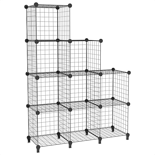 Amazon Co Jp Amazon Co Jp 限定 チチロバ Titiroba 収納棚 整理棚 本棚 ワイヤー 収納ラック 大容量 おもちゃ収納 ぬいぐるみ収納 靴収納 見せる収納 簡単組立 ワードローブ ブラック 9ボックス ホーム キッチン