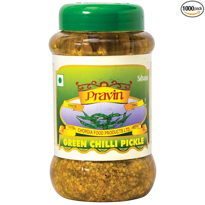 Pravin Pickles Green Chilli Pickle 500g Jar - Pack of 3