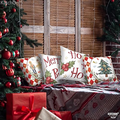 Miniatura 4 de KatchOn, Fundas de almohada navideñas de cascanueces de 18 x 18 pulgadas, paquete de 4, fundas de almohada navideñas, decoraciones navideñas de Ho,