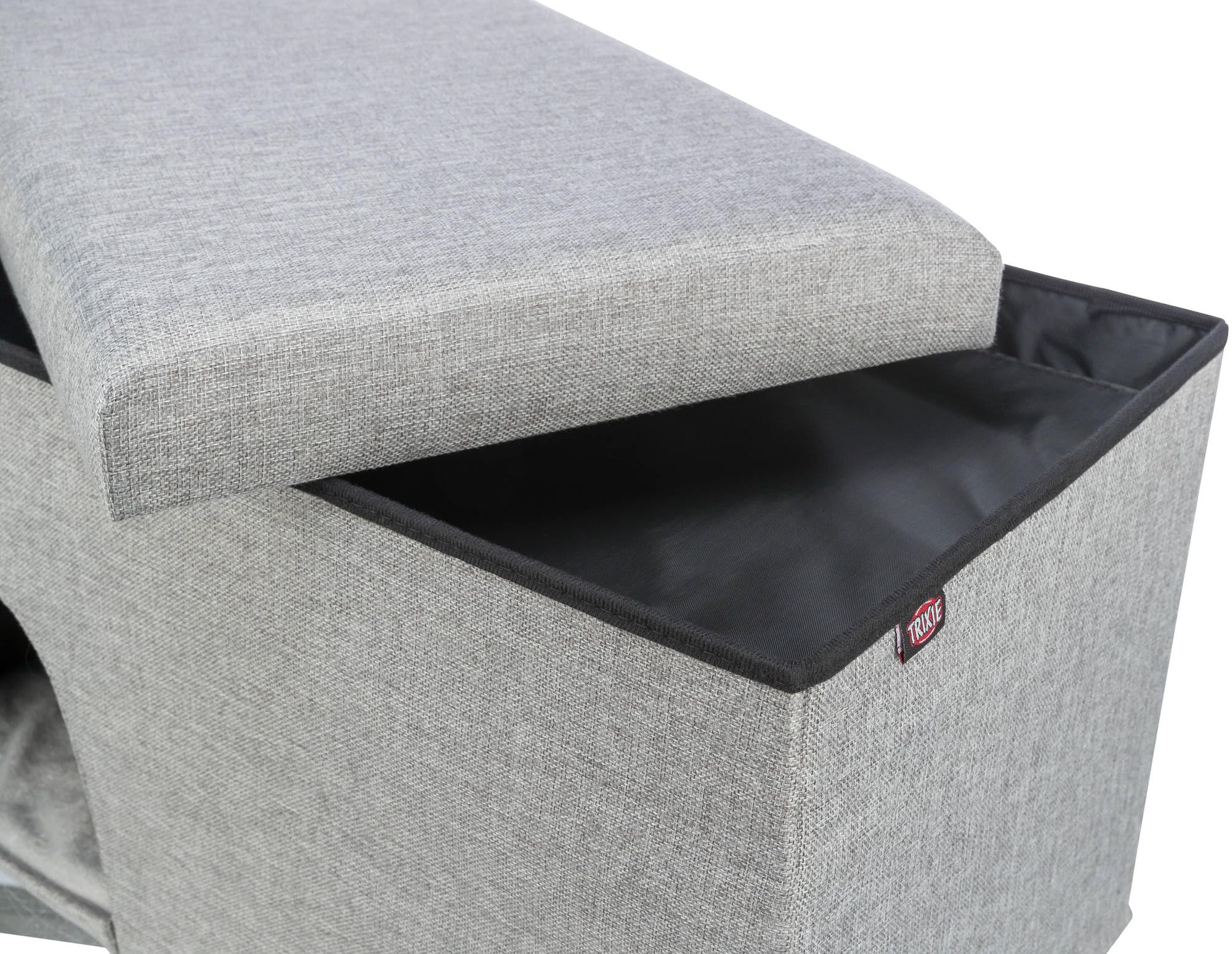 TRIXIE Katzenhöhle Kimy, kuschelig & waschbar – 72 x 40 x 40 cm, hellgrau | Gemütlicher Rückzugsort mit weichem Kissen – für große Katzen, kuschelig, pflegeleicht und angenehm weich