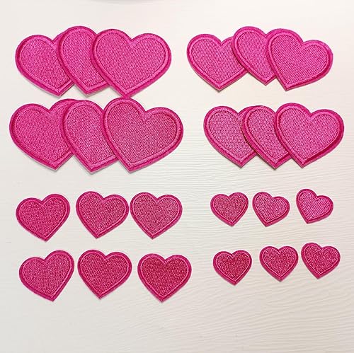 Miniatura 2 de 24 parches para planchar con corazón rosa y rosa, parches bordados con corazón para ropa, chaquetas, sombreros, mochilas, jeans