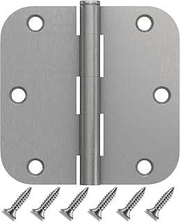 3 Pack Brushed Nickel Door Hinges,3.5 Inch Rounded 5/8" Radius Door Hinges Interior 3 1/2 Inch Door Hinges Bifold Residential Standard Bedroom Indoor Door Hinges for Doors Home
