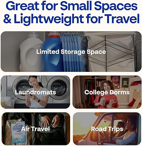 Miniatura 7 de Earth Breeze Hojas de detergente para ropa sin fragancia, 180 cargas, jabón ecológico sin líquido, apto para viajes para ciclos fríos y calientes