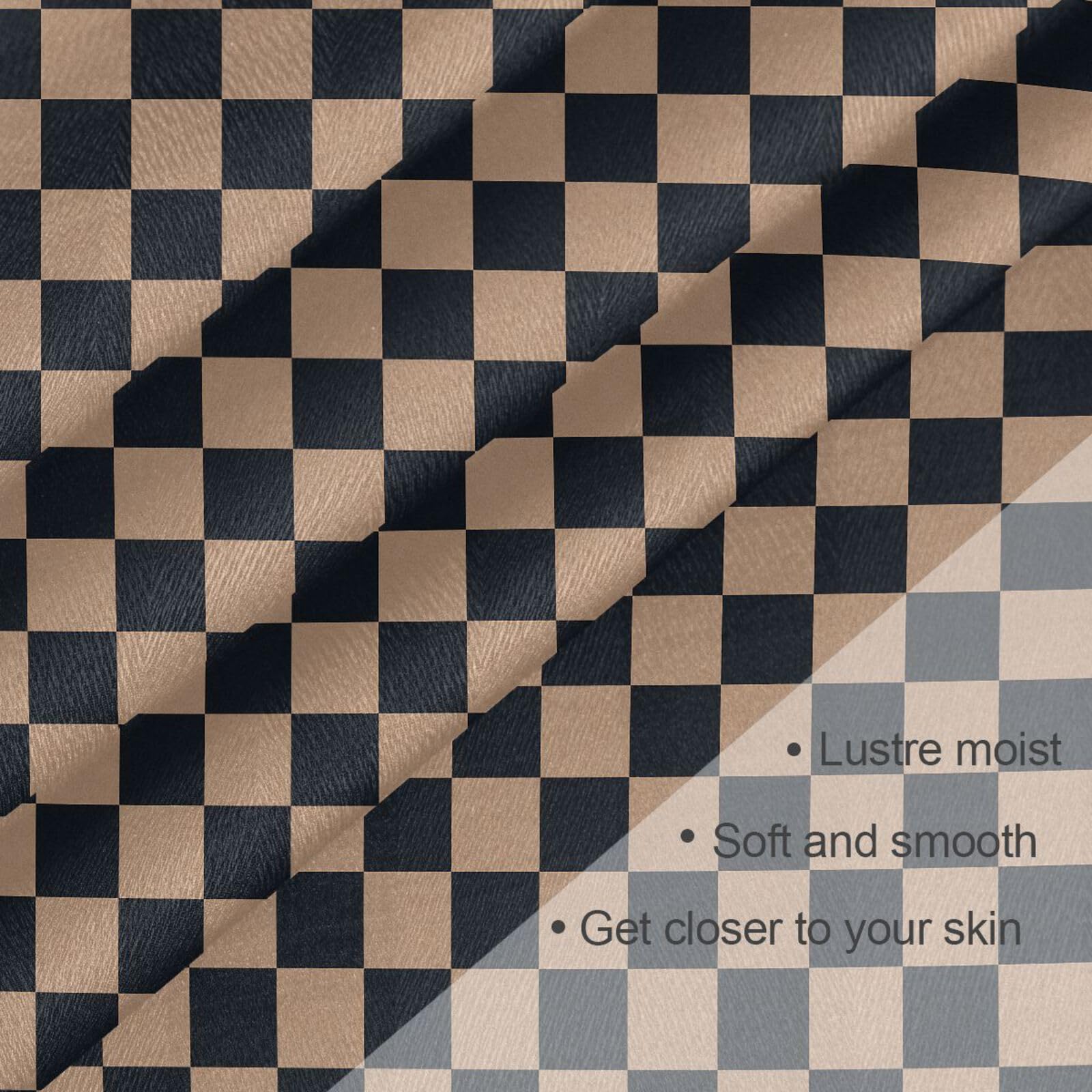 JUNZAN Checker chusta na głowę w kratę dla kobiet włosy jak satynowy szalik do włosów chusta do spania duży kwadratowy 89 cm czerwony pomarańczowy