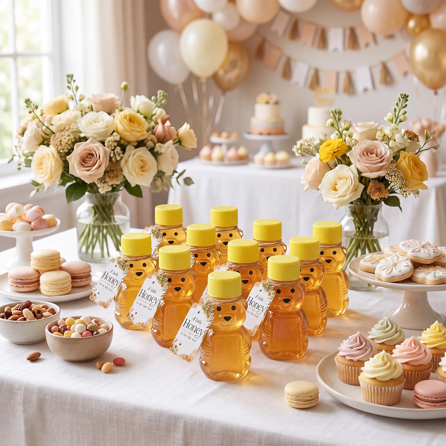 50 Pack Mini Honey Jars Party Favors, 2 Oz Plastic Small Bear Honey Bottles