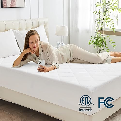 Miniatura 7 de Yuurom Protector de colchón térmico tamaño Queen de 60 x 80 pulgadas, protector de colchón eléctrico de doble control, 10 ajustes de calor,