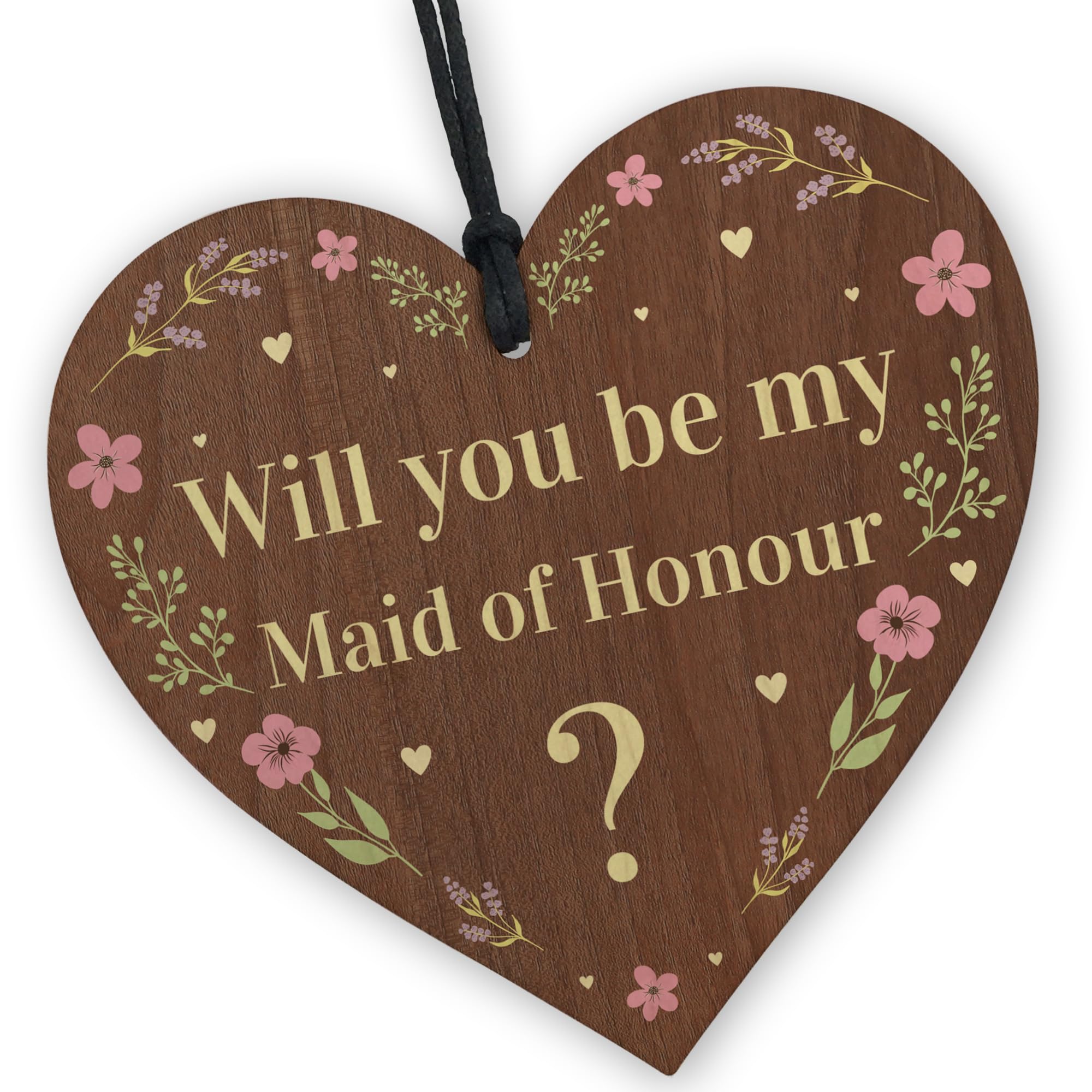 Red Ocean Will You Be My Maid Of Honour Wooden Hanging Heart Wedding Day Asking Gifts For Sister Daughter Mum Friend Maid Of Honour Gifts Friendship Keepsake