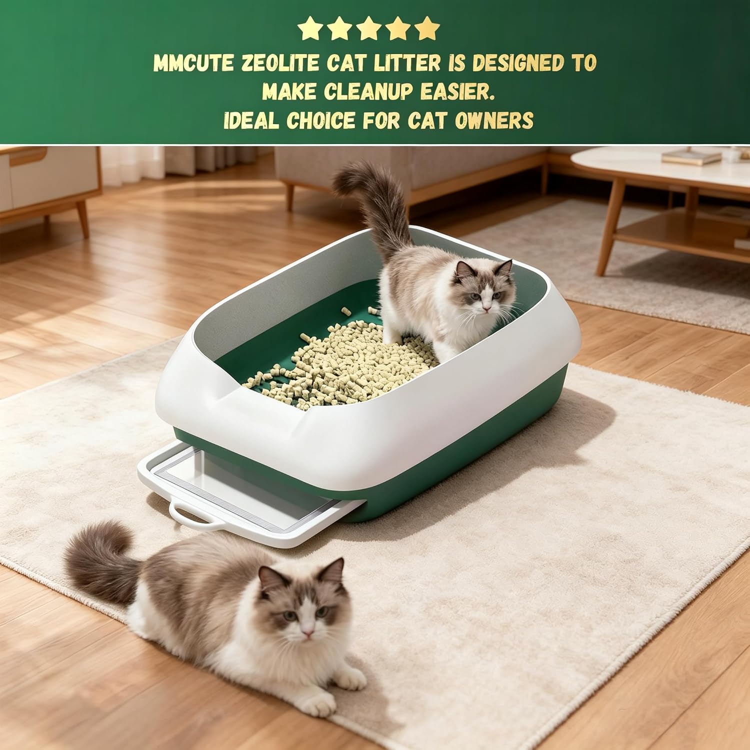 IMMCUTE Cat Litter Pellets 9 lbs, Long-Lasting Odor Control, Generic Litter Pellets Refills Exclusively for Dual-Layer Litter Box Systems, Zeolite, Non-climping, Not Low-Tracking image 5