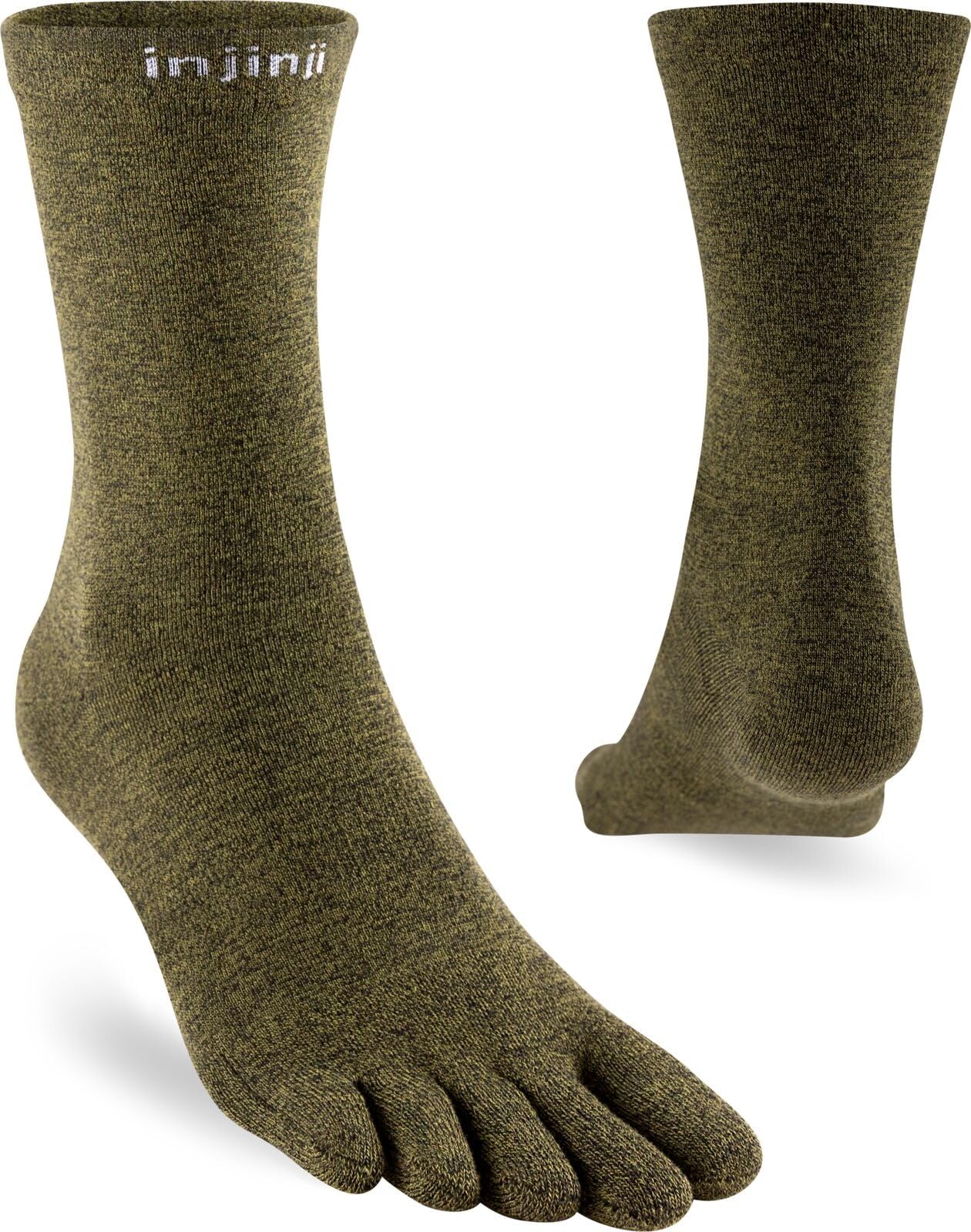 Injinji Unisex Liner Crew Socks, pine, M
