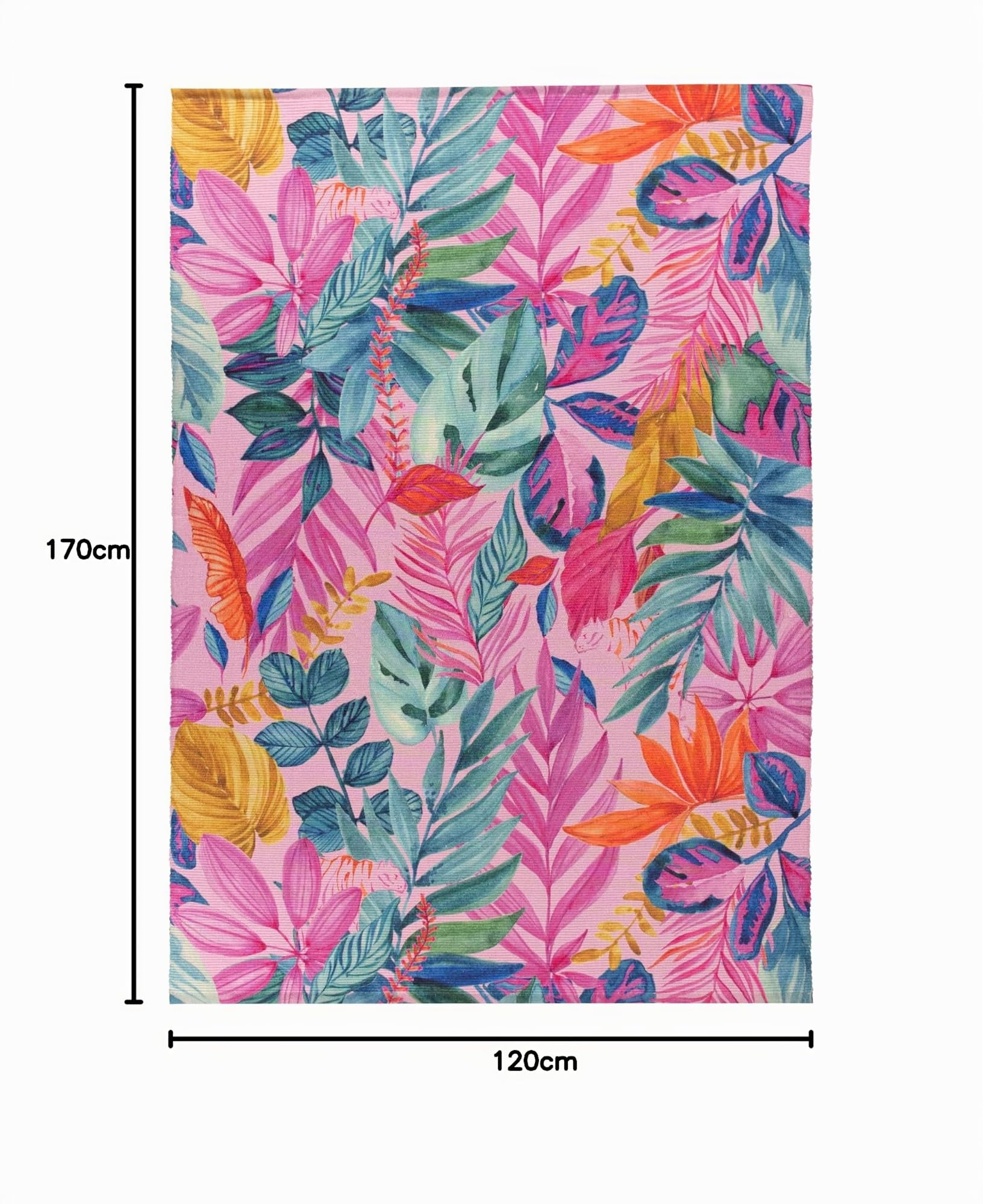 furn. Psychedelic Jungle Tapis – Intérieur/Extérieur Tropical Floral Lavable Résistant Aux Intempéries Léger Tapis (Rose - 120x170cm)