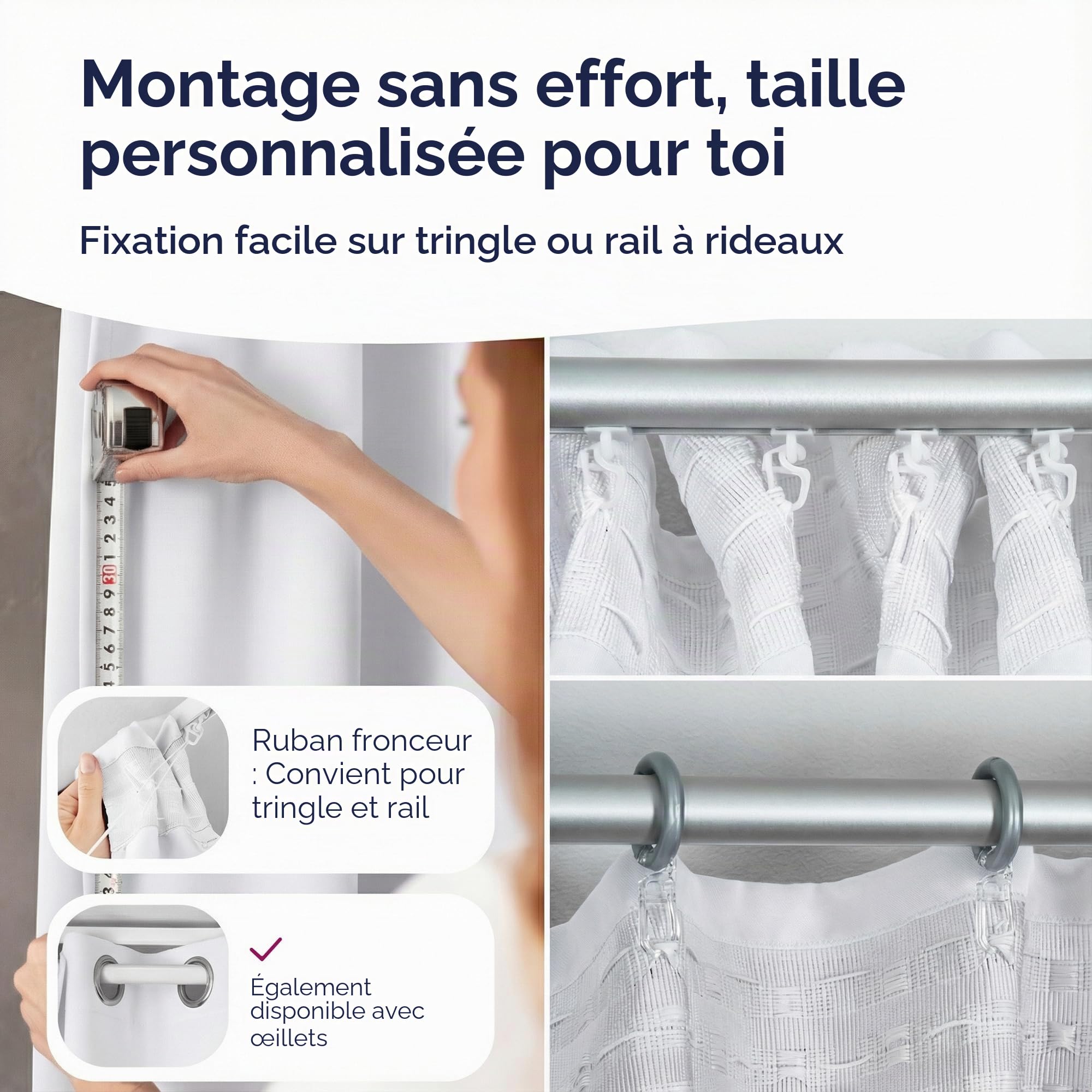 BEAUTEX Rideau occultant avec Bande de Curling U-Band, Rideau assombrissant Opaque, la Taille et la Couleur Peuvent être sélectionnées (Largeur 300 cm. Hauteur 245 cm, Blanc) | Réduction de la lumière, isolation thermique, facile d'entretien, lavable, con