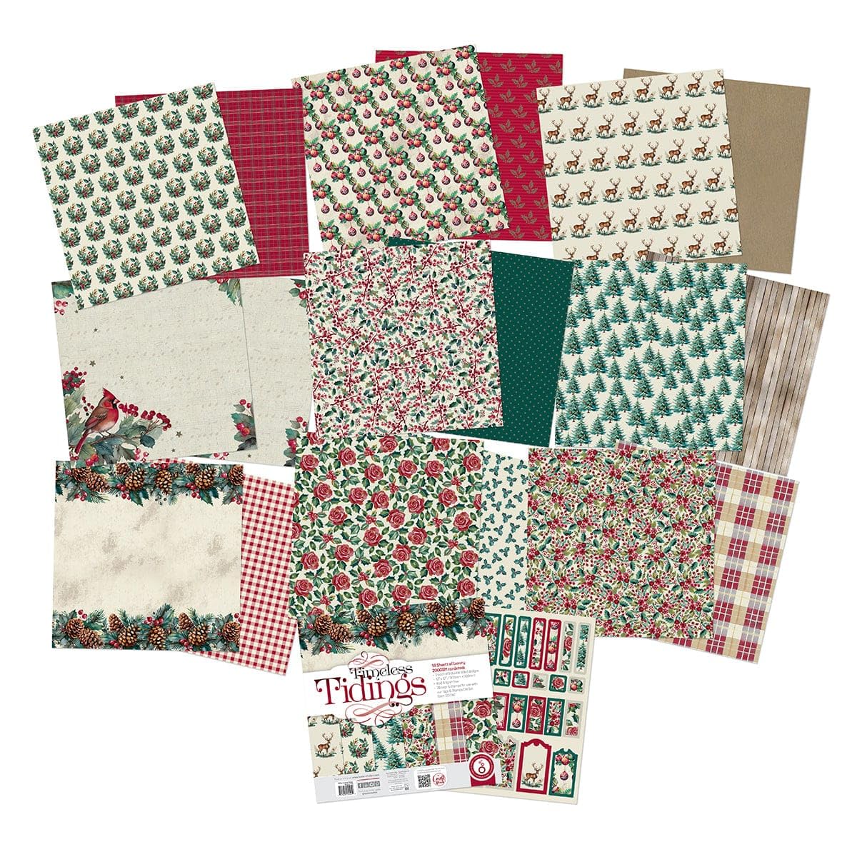 Tonic Studios Timeless Tidings, Christmas Scrapbook Paper 12 x 12", Craft Paper Pad, 18x Patterned Cardstock 200 GSM - Image 3