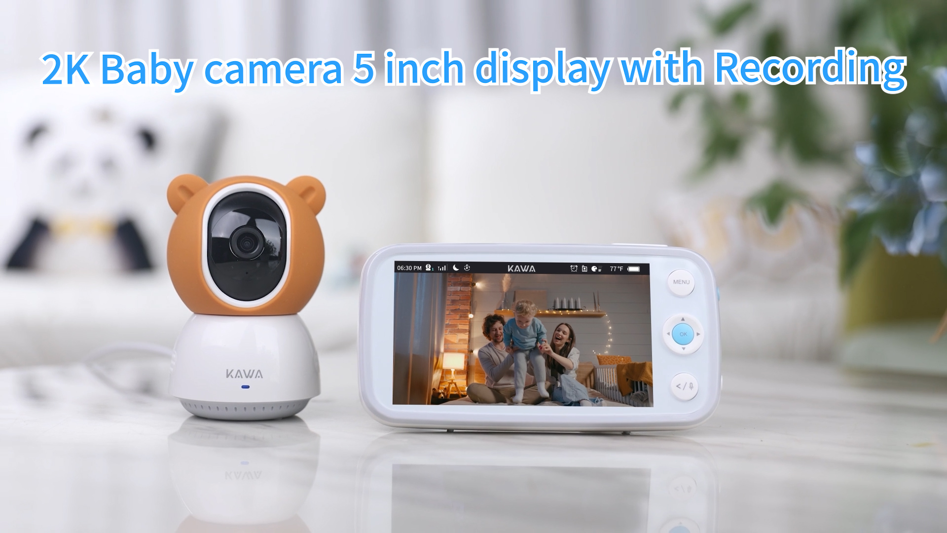 Babyphone Vidéo KAWA Écran 5" HD 720p - Vision Nocturne, Conversation Bidirectionnelle, Mode VOX, Température, Portée 300 M