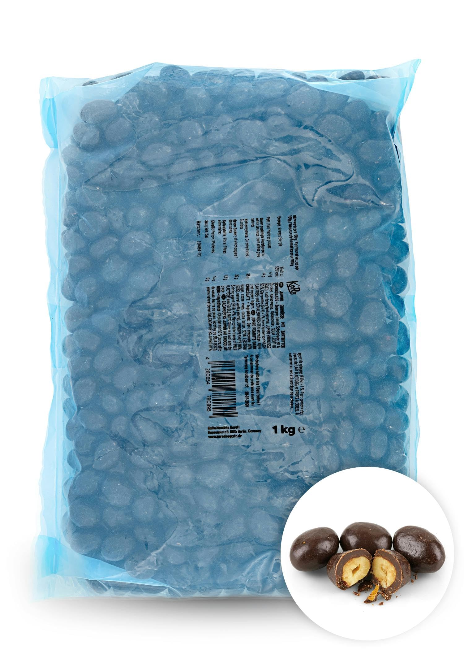KoRo - Jumbo Erdnüsse mit Zartbitterschokolade 1 kg - knackige Nüsse, perfekt zum Snacken