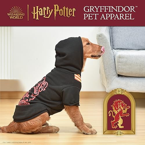 Miniatura 2 de Harry Potter Gryffindor - Sudadera con capucha para perro con bufanda sintética, ropa y accesorios para perros con licencia oficial para casas de