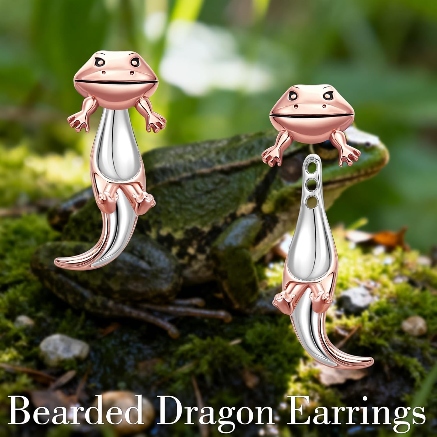 Bearded Dragon Earrings Sterling Silver Lizard Ear Jacket Earrings Bearded Dragon Jewelry Gifts for Women