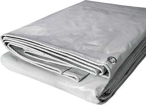 Miniatura 7 de Watershed Innovations Lona reversible impermeable resistente de 14 mil, 10 x 12 pies, color blancomarrón