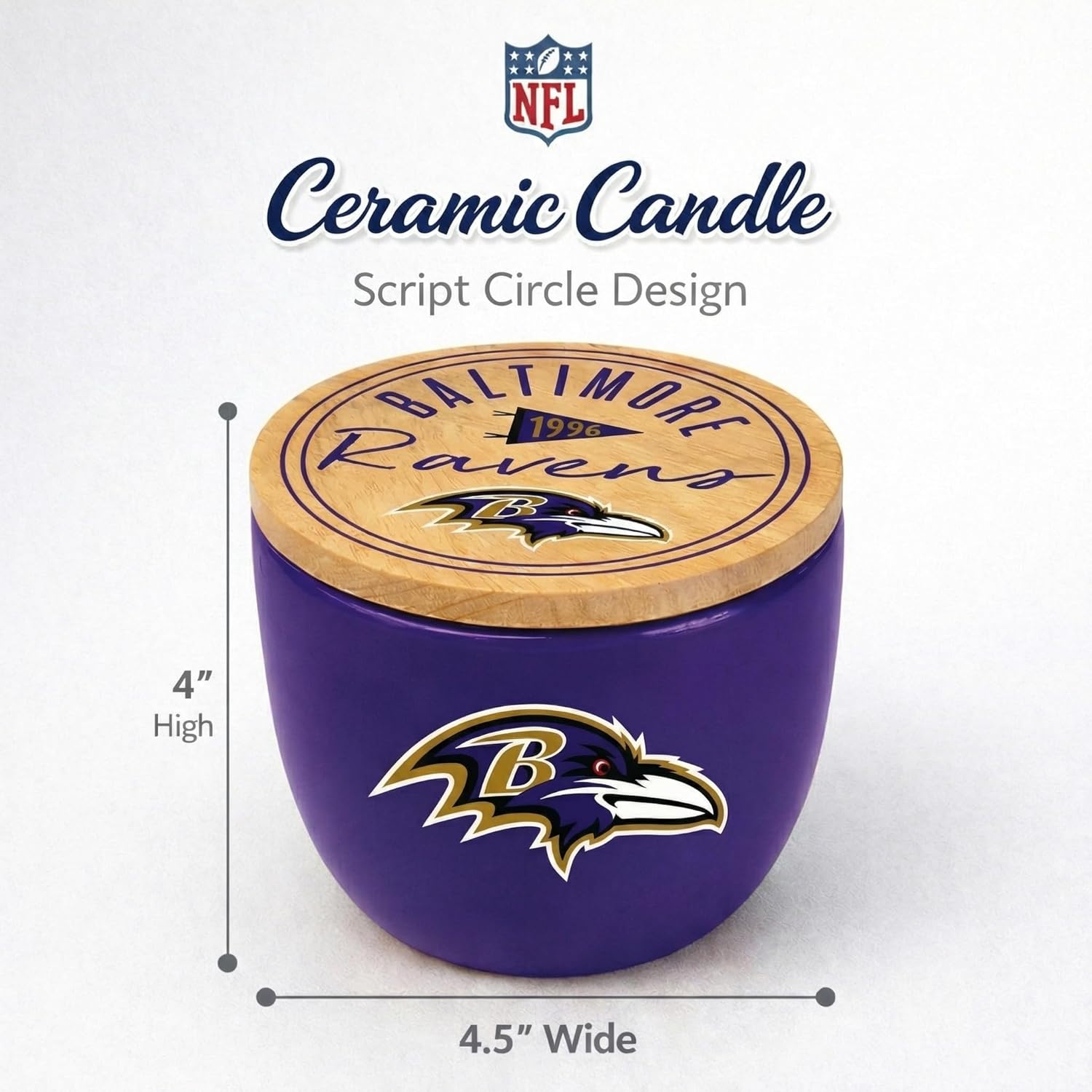 Officially Licensed NFL Script Circle Logo Ceramic Candle