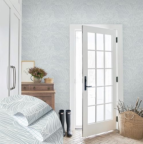 Miniatura 3 de Heroad Papel tapiz azul de contacto bohemio de 17.3 x 78.7 pulgadas, papel de pared neutro moderno, extraíble, autoadhesivo, para baño, dormitorio,